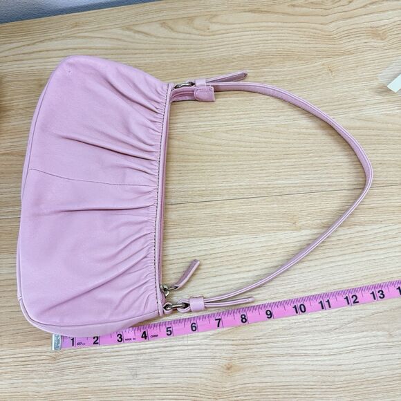 Vintage Y2K Leather Light Pink Pastel Small Shoulder Bag Rockabilly Bratz Trashy - Picture 12 of 13